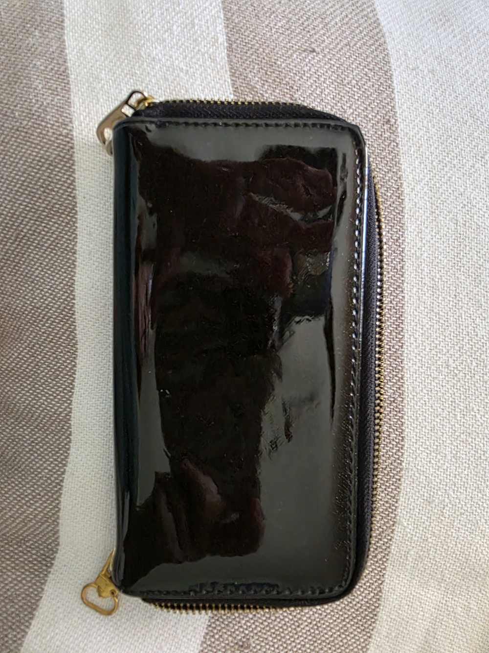 Patent  Sparkle Zip-Around Wallet in Black
